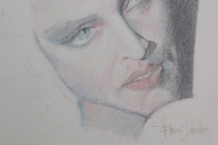 Sandro Ferrucci - ritratto di Veronica Ciccone (Madonna) - grafite e matite su carta - anno 1987 - dettaglio da blocco schizzi