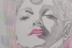 Sandro Ferrucci - ritratto di Veronica Ciccone (Madonna) - grafite e matite su carta - anno 1987 - dettaglio da blocco schizzi