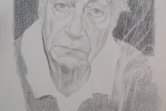 Sandro Ferrucci - ritratto di Renato Guttuso - grafite su carta - anno 1987 - dettaglio da blocco schizzi