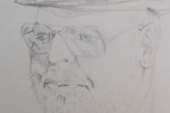 Sandro Ferrucci - Graphite on paper - 1989 - the "poker player" detail from sketch pad