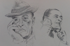 Sandro Ferrucci - Graphite on paper - 1989 - Portrait of Prince Antonio De Curtis (Totò) detail from sketch pad