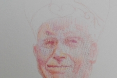 Sandro Ferrucci - Graphite on paper - Year 1990 - Portrait of John Paul II detail from sketch block