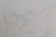 Sandro Ferrucci - Graphite on paper - Year 1992 - Oscar portrait Luigi Scalfaro detail from sketch block