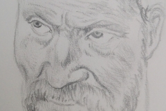 Sandro Ferrucci - Graffiti on paper - 1993 - copy of Michelangelo Buonarroti's portrait detail from sketch block