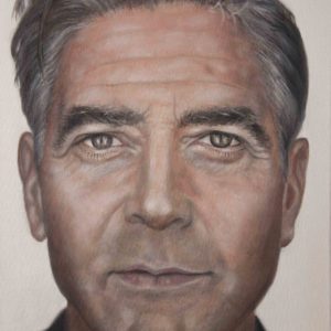 Sandro Ferrucci - ritratto di George Timothy Clooney - olio su tela 40x30 cm. - anno 2017