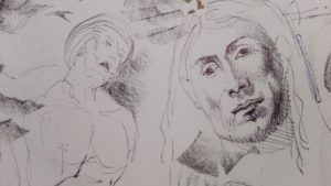 Sandro Ferrucci - inchiostro su carta - anno 1988 - dettaglio da blocco schizzi