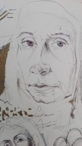 Sandro Ferrucci - inchiostro su carta - anno 1988 - dettaglio da blocco schizzi