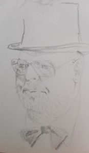 Sandro Ferrucci - Grafite su carta - anno 1989 - "il giocatore di Poker" dettaglio da blocco schizzi