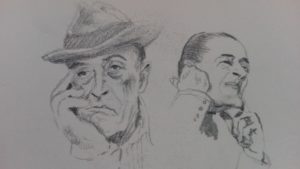 Sandro Ferrucci - Grafite su carta - anno 1989 - ritratto del Principe Antonio De Curtis (Totò) dettaglio da blocco schizzi