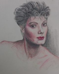 Sandro Ferrucci - Grafite su carta - anno 1989 - ritratto di Edwige Fenech dettaglio da blocco schizzi