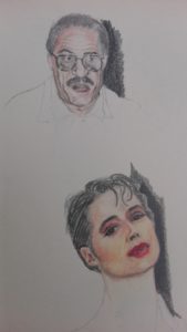 Sandro Ferrucci - Grafite su carta - anno 1989 - ritratti di Nino Manfredi e Isabella Rossellini dettaglio da blocco schizzi