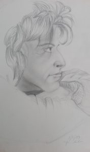 Sandro Ferrucci - Grafite su carta - anno 1989 - ritratto di Elena dettaglio da blocco schizzi