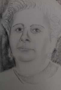 Sandro Ferrucci - Grafite su carta - anno 1990 - ritratto di Mamma dettaglio da blocco schizzi