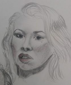 Sandro Ferrucci - Grafite su carta - anno 1990 - ritratto di Serena Grandi dettaglio da blocco schizzi