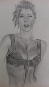 Sandro Ferrucci - Grafite su carta - anno 1990 - ritratto di Sabrina Salerno dettaglio da blocco schizzi