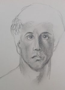 Sandro Ferrucci - Grafite su carta - anno 1990 - ritratto di Silvester Stallone dettaglio da blocco schizzi