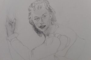 Sandro Ferrucci - Grafite su carta - anno 1990 - ritratto di Amanda Sandrelli dettaglio da blocco schizzi