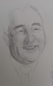 Sandro Ferrucci - Grafite su carta - anno 1992 - ritratto Antonio Di Pietro dettaglio da blocco schizzi