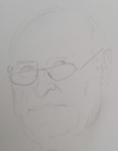 Sandro Ferrucci - Grafite su carta - anno 1992 - ritratto Oscar Luigi Scalfaro dettaglio da blocco schizzi