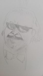 Sandro Ferrucci - Grafite su carta - anno 1992 - ritratto Diego Abatantuono dettaglio da blocco schizzi