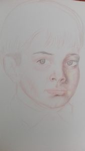 Sandro Ferrucci - Grafite su carta - anno 1993 - ritratto di mio figlio dettaglio da blocco schizzi