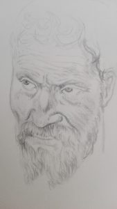 Sandro Ferrucci - Grafite su carta - anno 1993 - copia ritratto di Michelangelo Buonarroti dettaglio da blocco schizzi