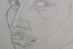 Sandro Ferrucci - Autoritratto - grafite su carta - anno 1985 - dettaglio da blocco schizzi