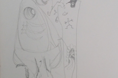 Sandro Ferrucci - Graphite on paper - 1990 - detail from sketch blocki