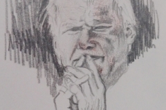 Sandro Ferrucci - Graphite on paper - Year 1990 - Portrait of John Paul II detail from sketch block