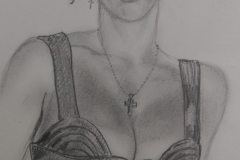 Sandro Ferrucci - Graphite on paper - 1990 - portrait of Sabrina Salerno detail from sketch pad